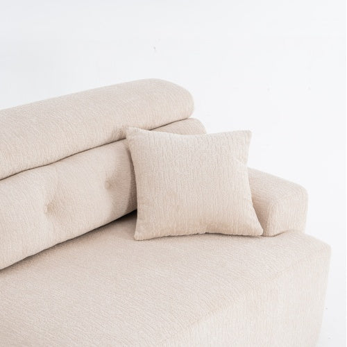 Chenille Fabric COMPRESSION SOFA with 2 Pillows - APRICOT