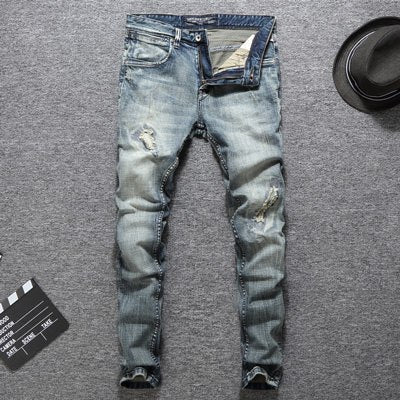 BALPLEIN Slim Fit Cotton Ripped Jeans
