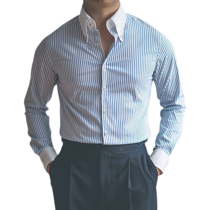 Slim Fit Striped Button Down Shirt
