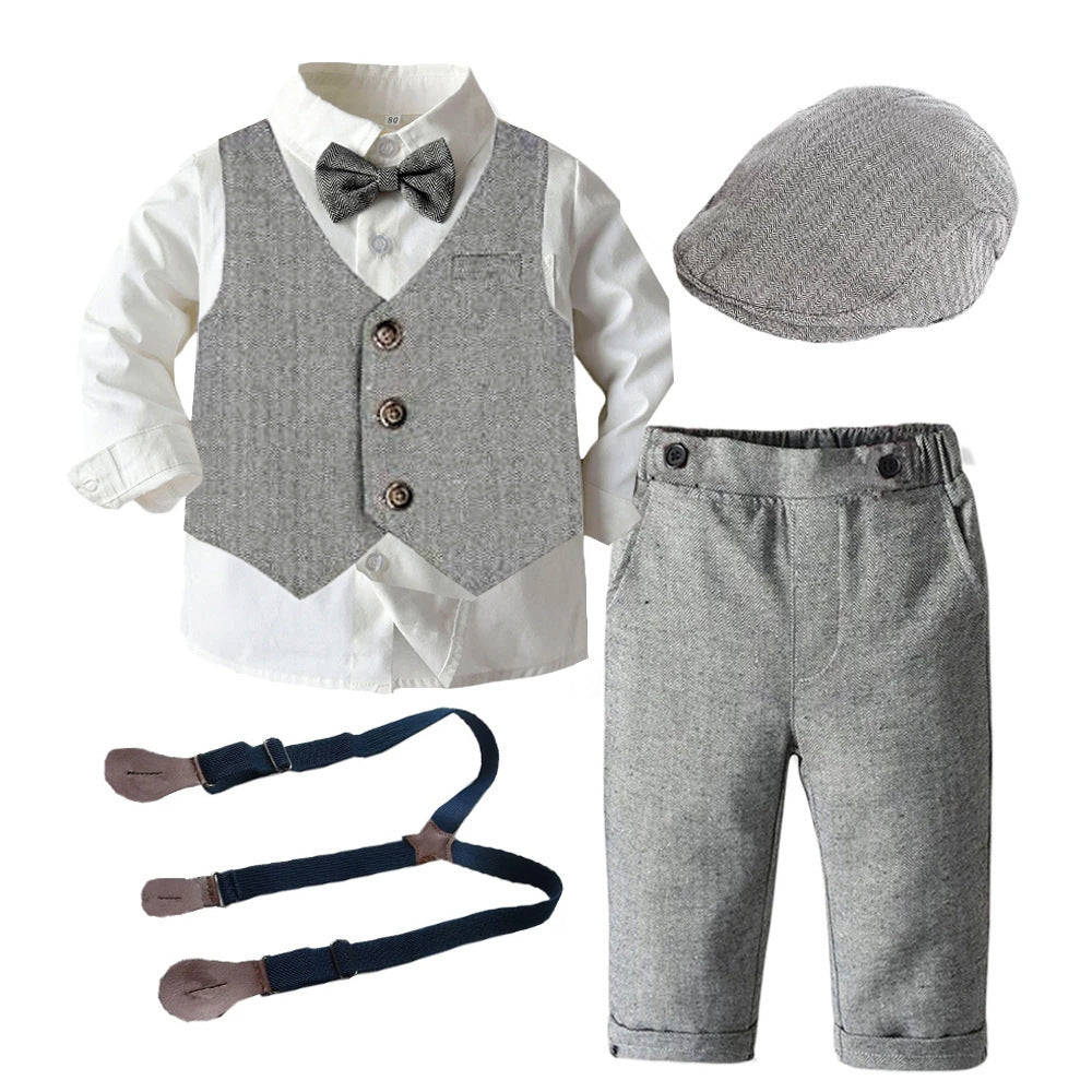 Long Sleeve Button Down with Trousers, Vest and Hat Outfit