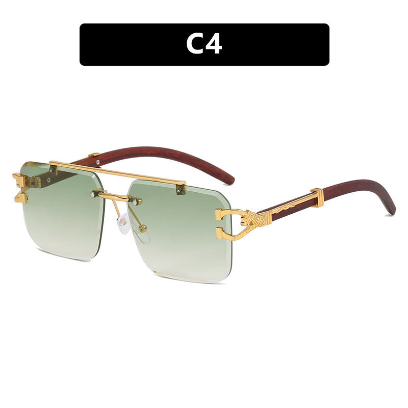 Double Beam Frameless Trimming Square Sunglasses