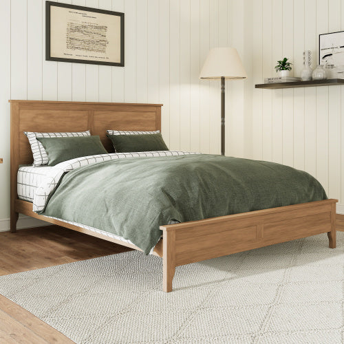 Solid Wood Platform Bed with Sturdy Wooden Slats Support - Queen Size - Seadrift