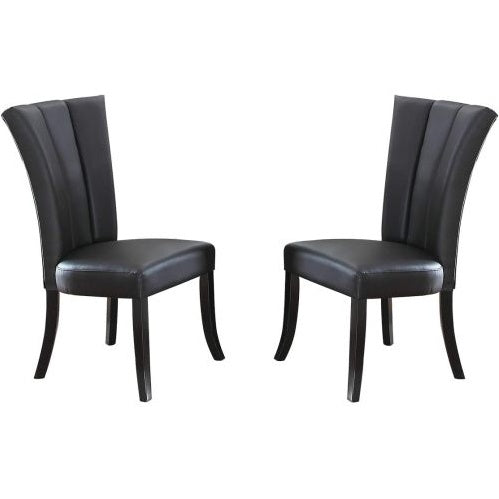 Faux Leather Upholstered Lines Back Set Of 2pc Chairs