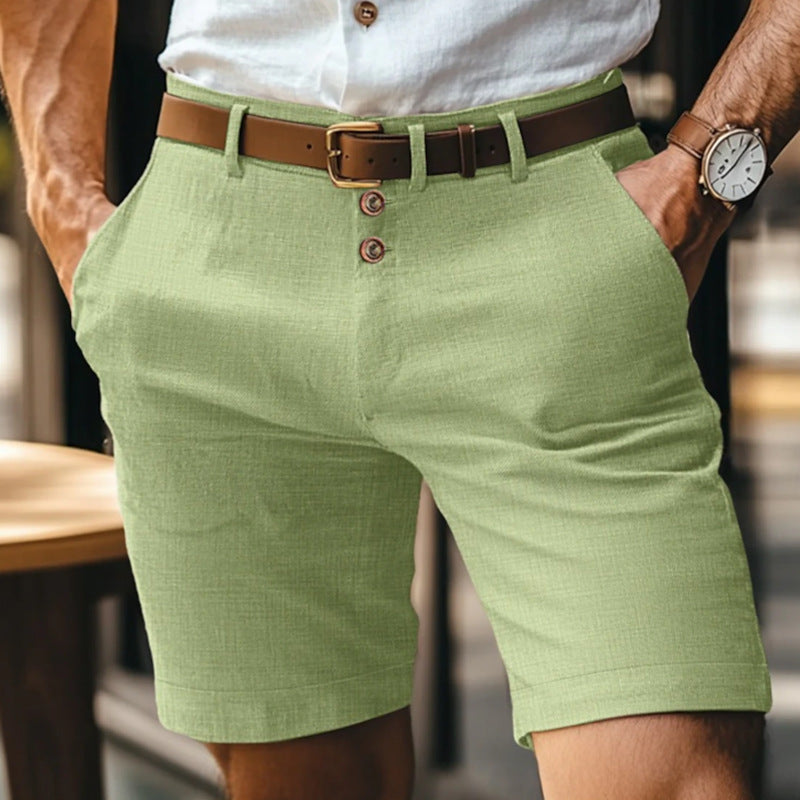 Linen Cuffed Business Shorts