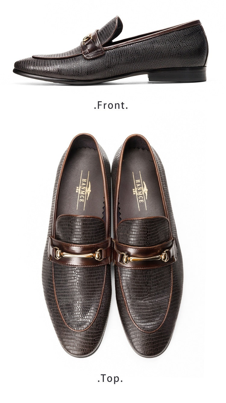 Cowhide Snake Pattern Loafers