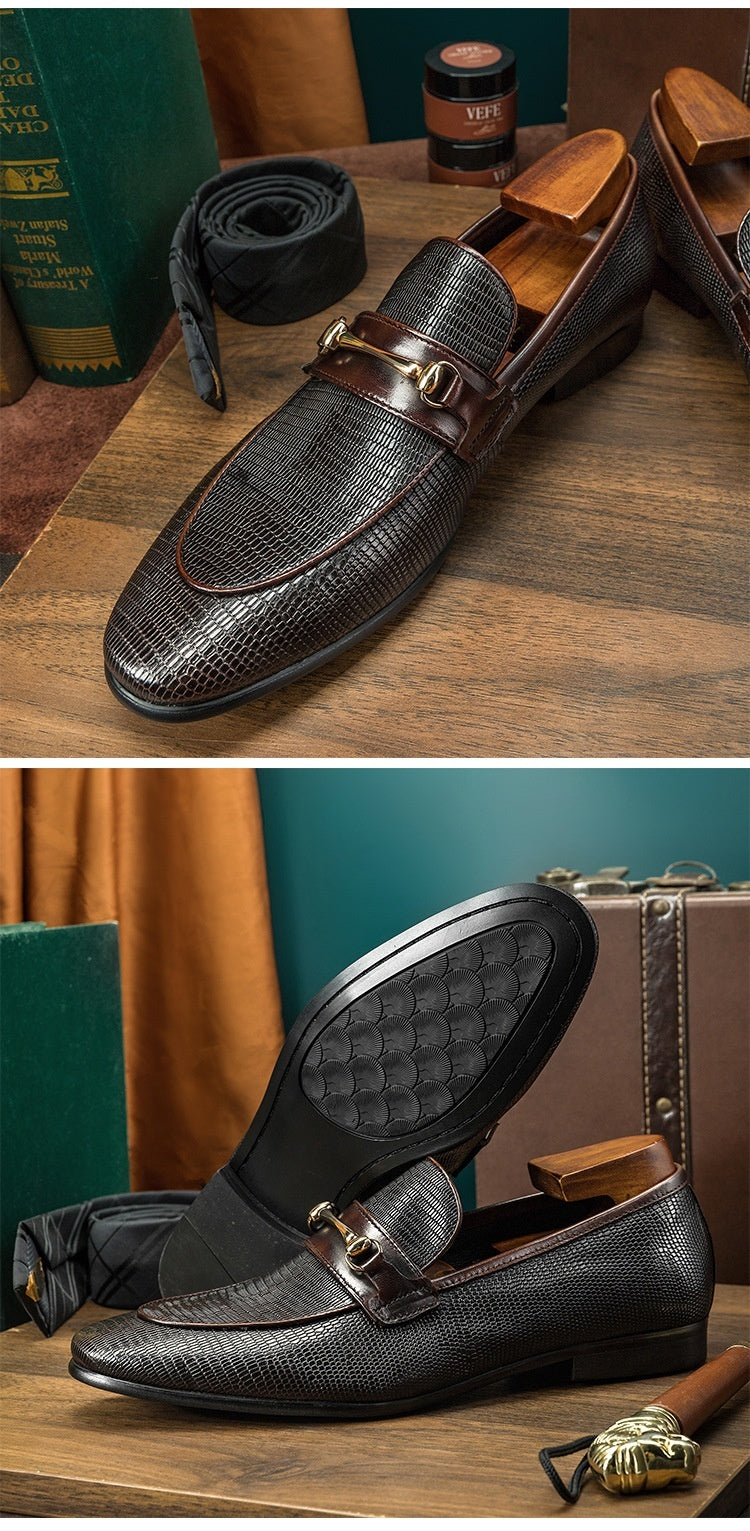 Cowhide Snake Pattern Loafers