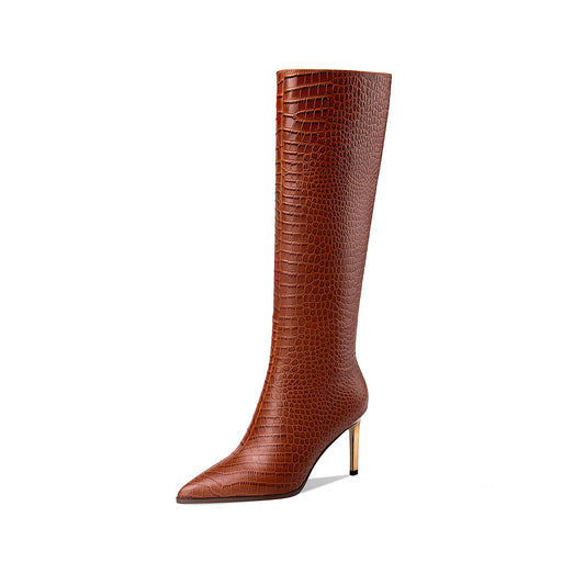 Pointed Rider Long High Heel Boots