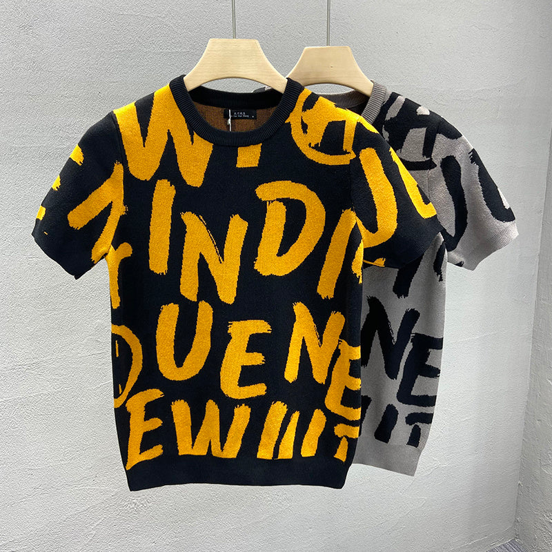 Knitted Short-Sleeved Sweater