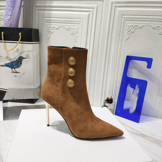 Solid Color Suede Pointed Toe Boot