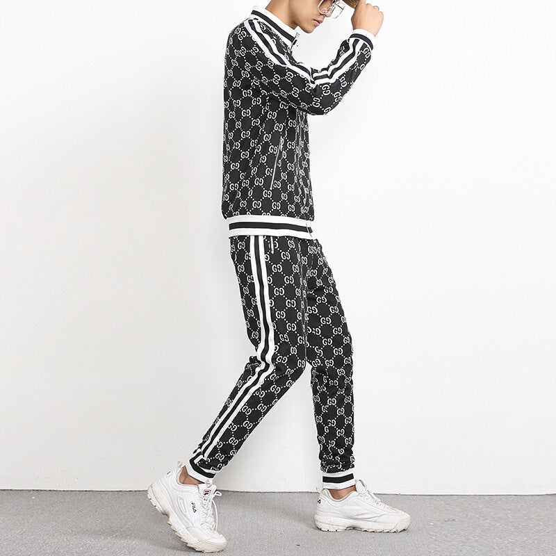 Plaid Print Two Piece Jogging Suit