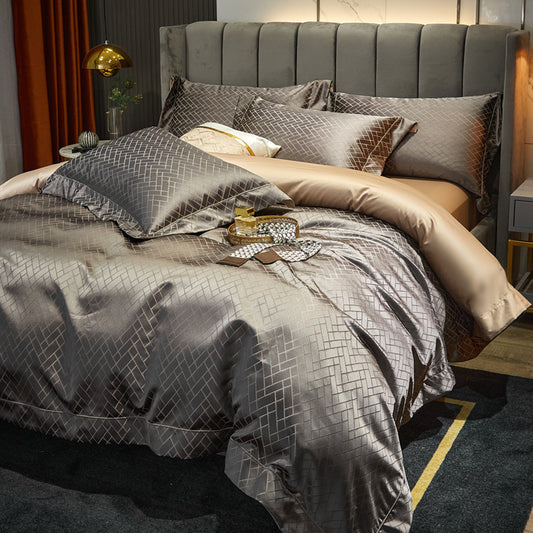 Brocade Four-piece Jacquard Satin Quilt Bed Set