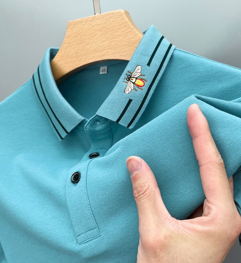 Embroidered Collar Short Sleeve Polo