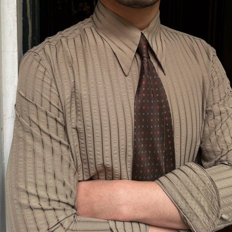 Solid Color Seersucker Long Sleeve Button Down