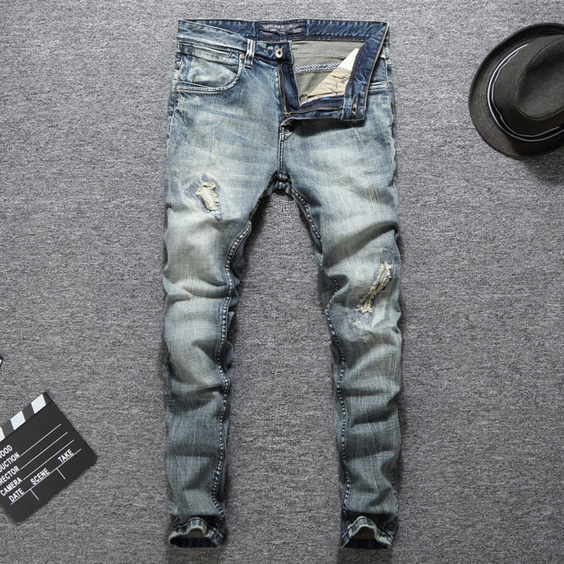 BALPLEIN Slim Fit Cotton Ripped Jeans