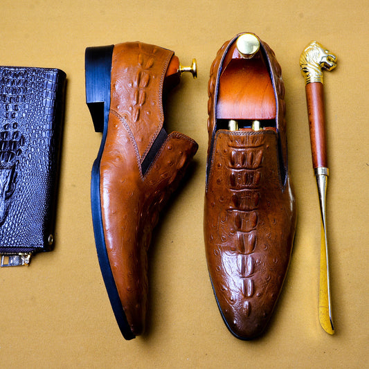 Leather Crocodile Pattern Dress Shoes
