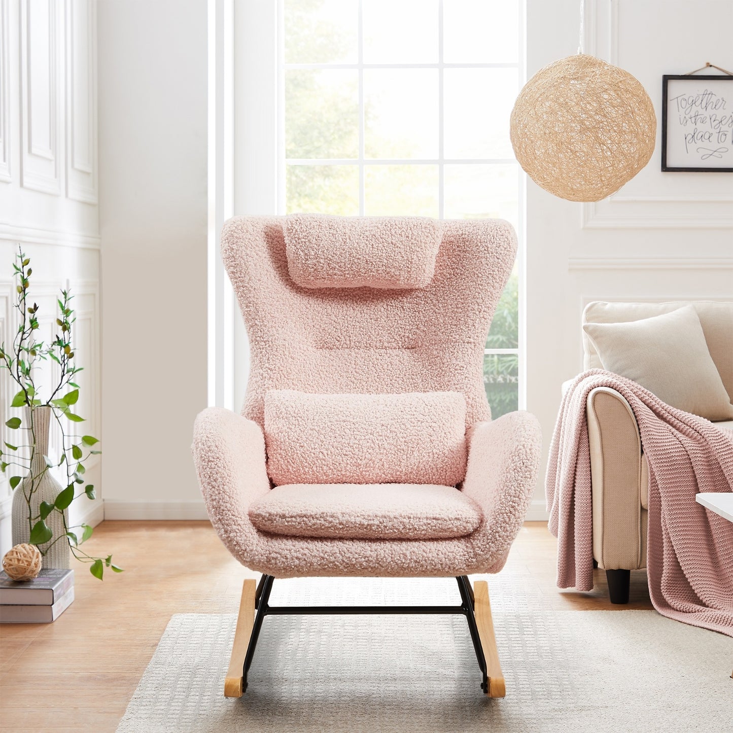 Nursery Rocking Chair with High Backrest
