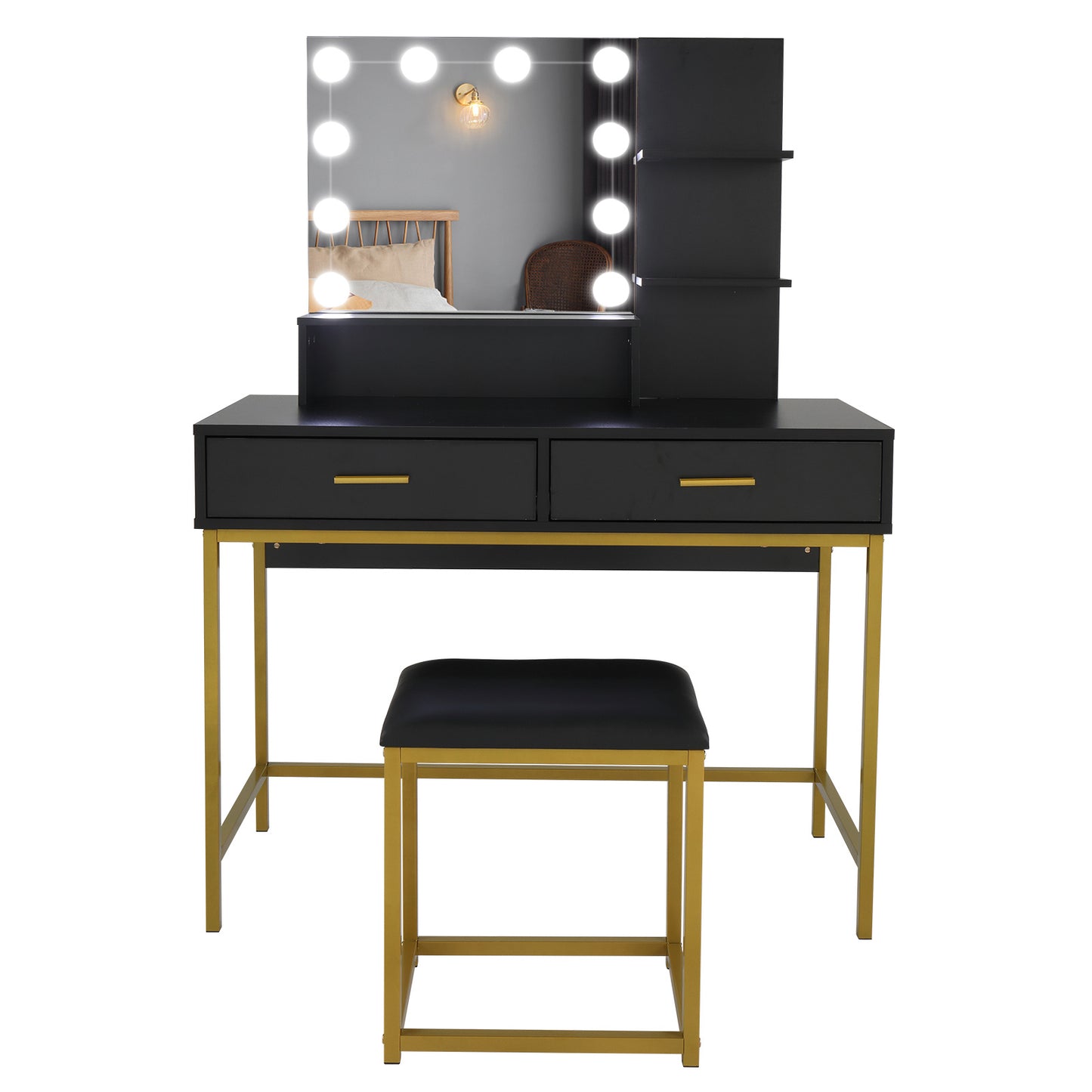 Three-tier Shelf Dressing Vanity Table Set