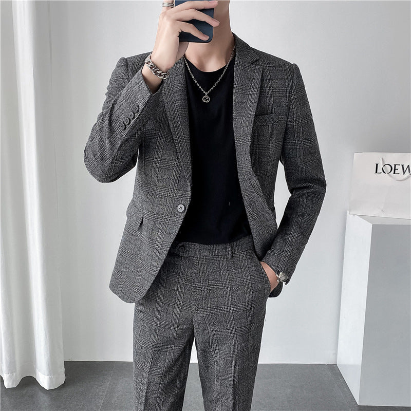 Plaid Business Slim Fit Two-Piece Suit