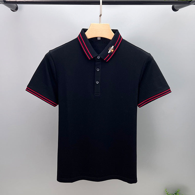Embroidered Collar Short Sleeve Polo