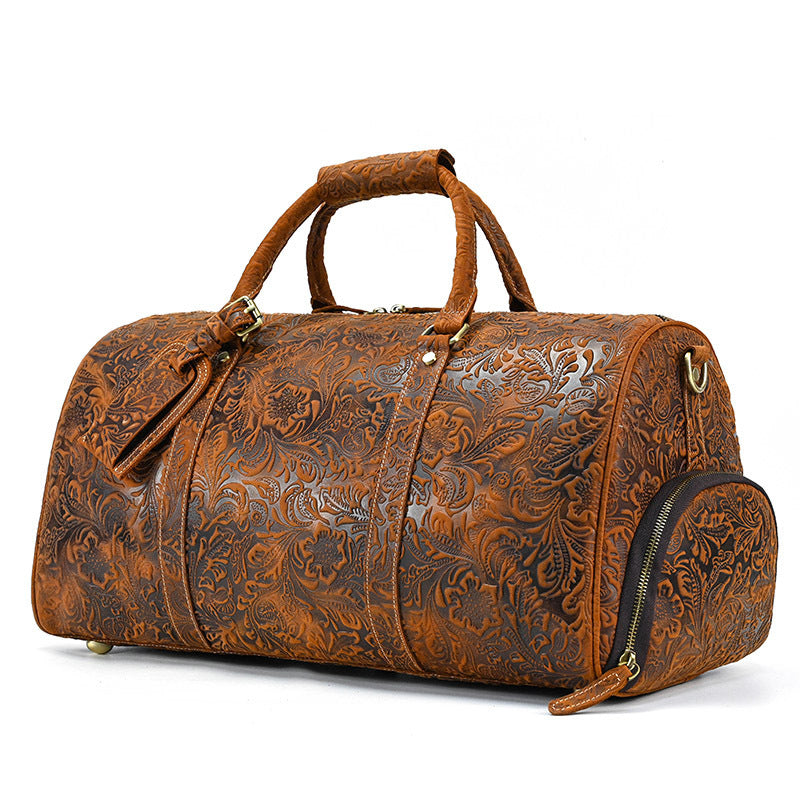 Vintage Cowhide Luggage Duffel Bag