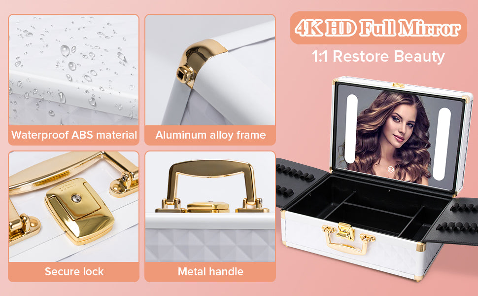 Portable Travel Makeup Case with LED Mirror