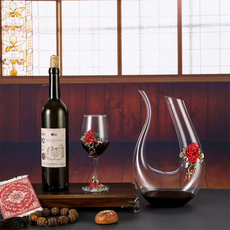 Enamel Crystal Glass Red Wine Glass Goblet Decanter