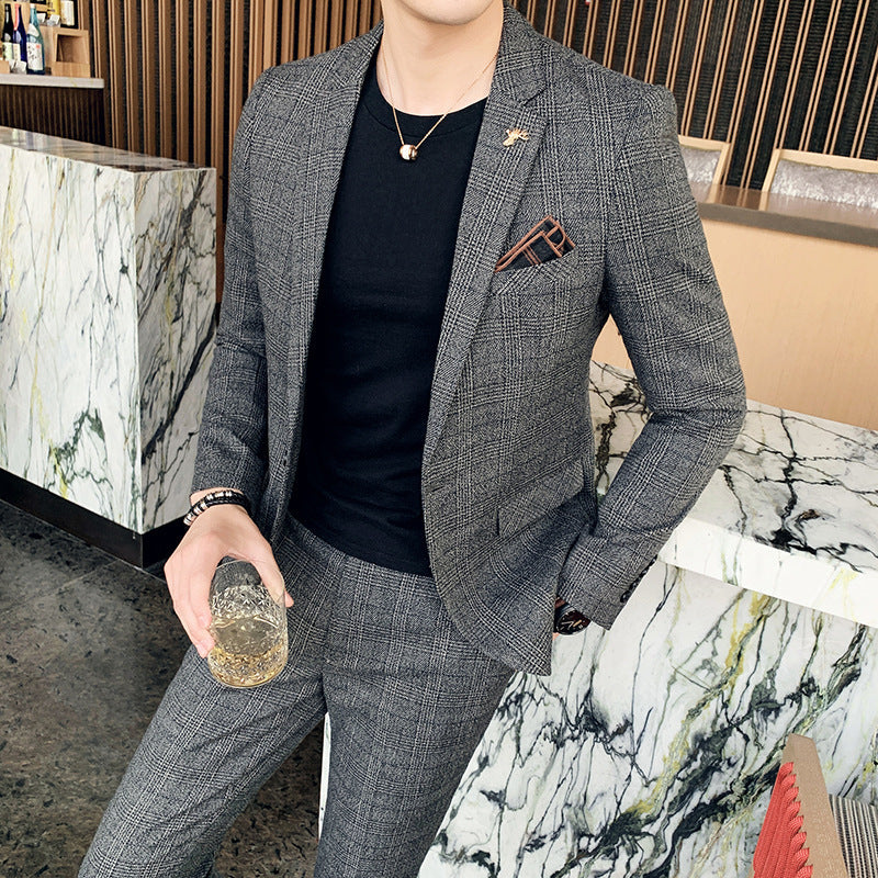 Plaid Business Slim Fit Two-Piece Suit