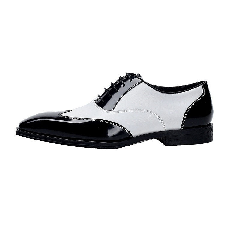 Pointed Black And White Retro Dress Shoes