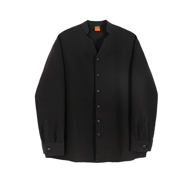 Stand-up Collar Slim Long-Sleeved Button Down