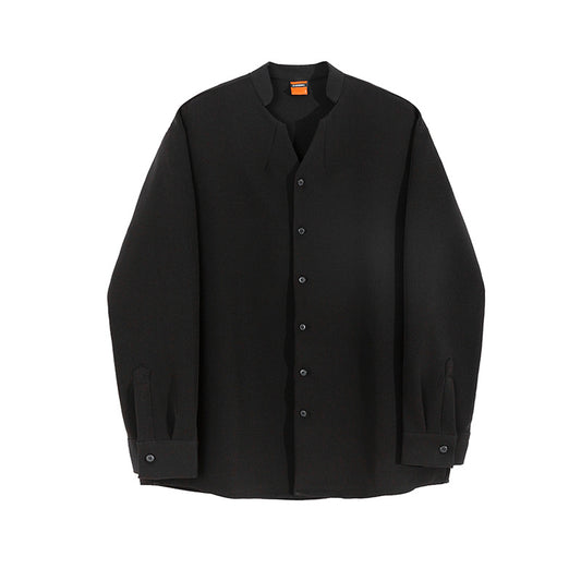 Stand-up Collar Slim Long-Sleeved Button Down