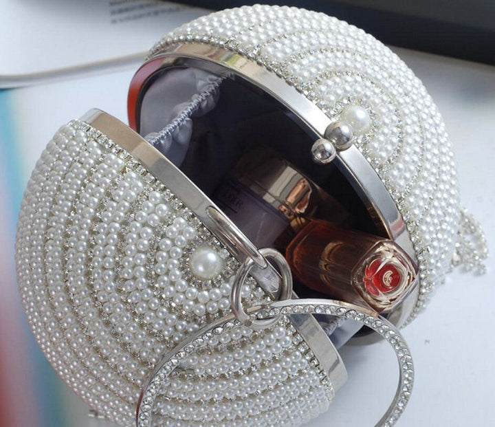 Diamond Tassel Pearl Beaded Clutch