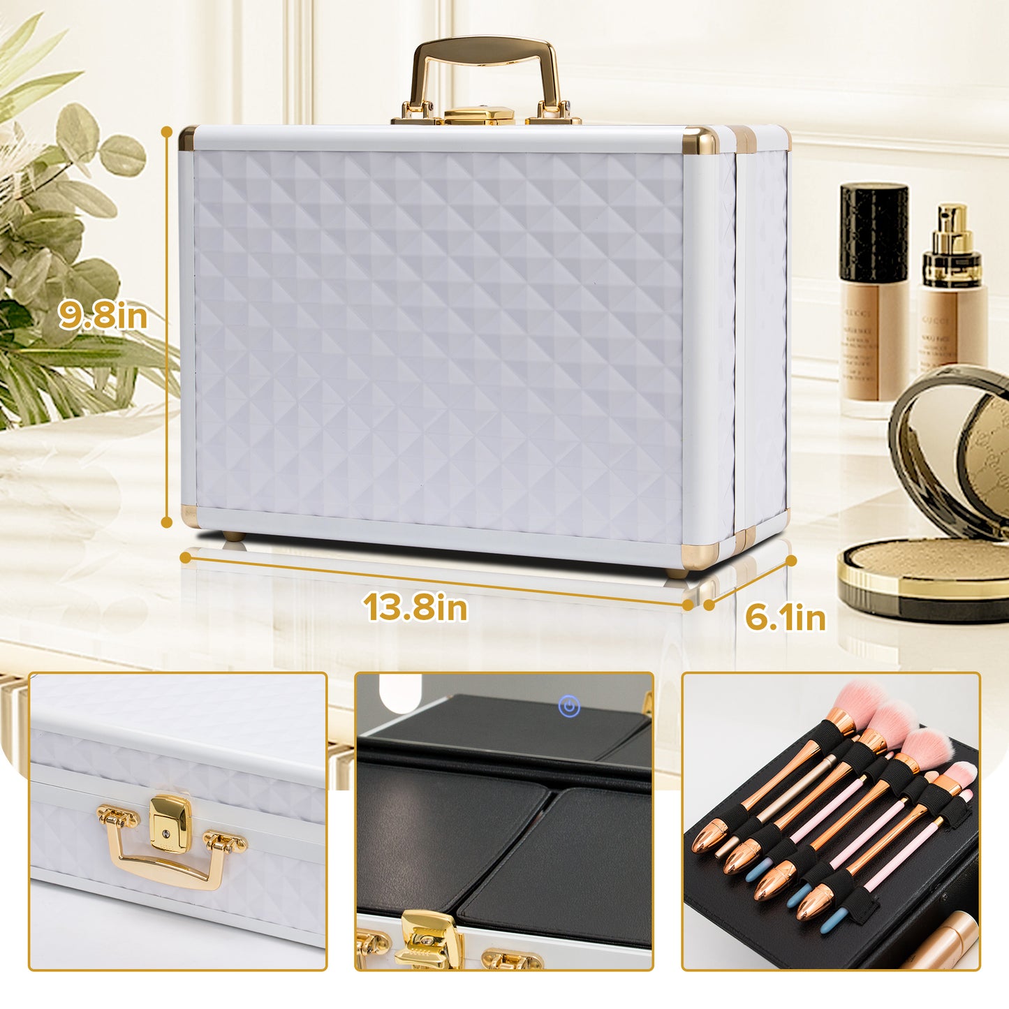 Portable Travel Makeup Case with LED Mirror