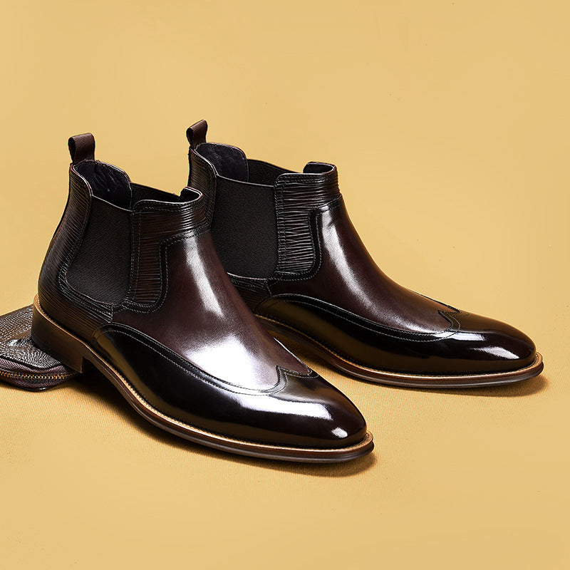 Patent Leather English Wing Tip Boots