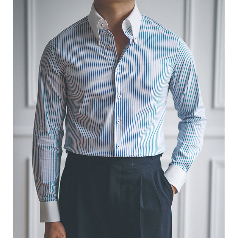 Slim Fit Striped Button Down Shirt