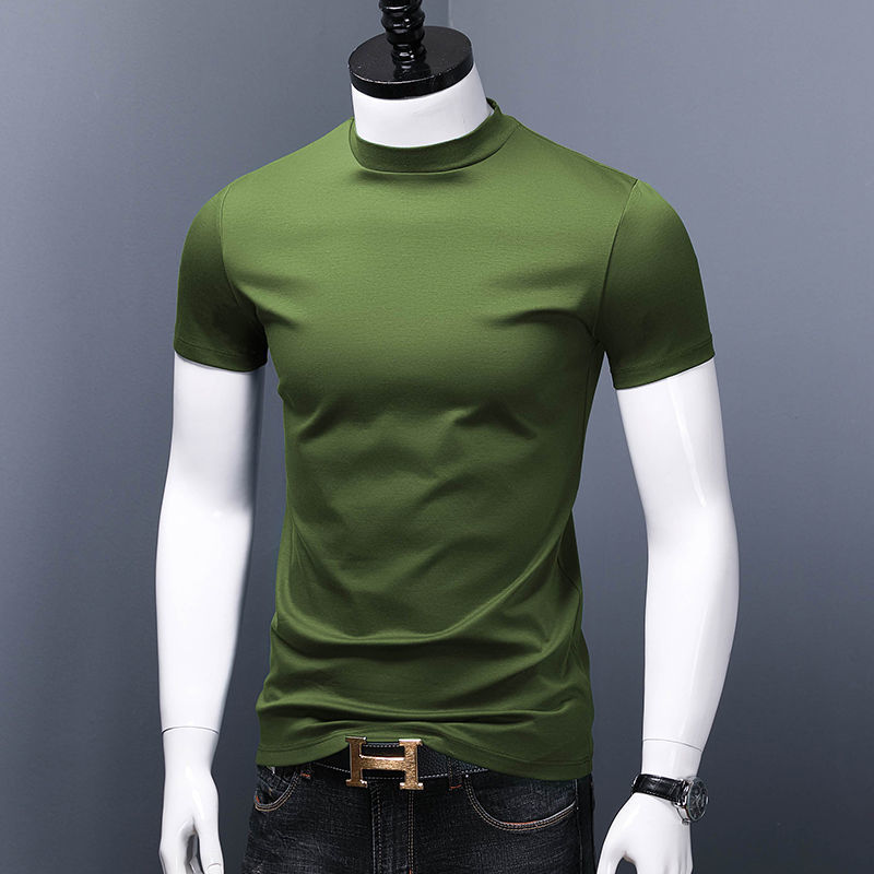 Slim-fit Mercerized Half-high Collar Tee