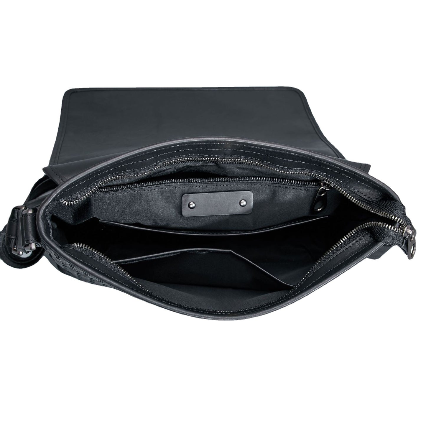 Leather Woven Messenger Bag