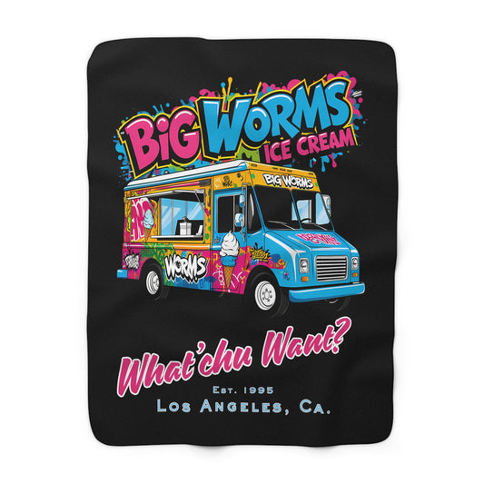 CAVIAR "Big Worms Ice Cream" Sherpa Fleece Blanket