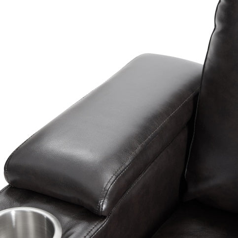 Power Motion Recliner With USB Charging Port And Hidden Arm Storage 2 Convenient Cup Holders Design And 360 Swivel Tray Table - Brown