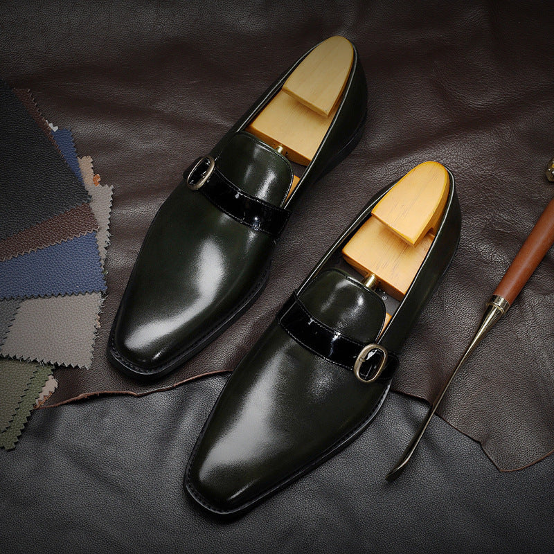 Single Buckle Leather Lefu Dress Shoes
