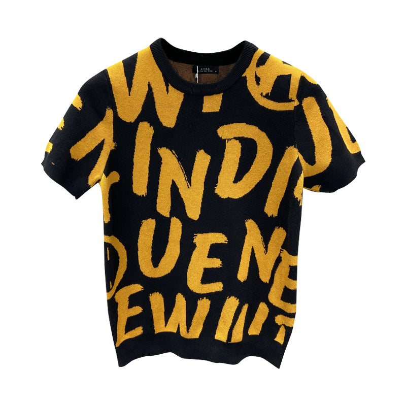 Knitted Short-Sleeved Sweater