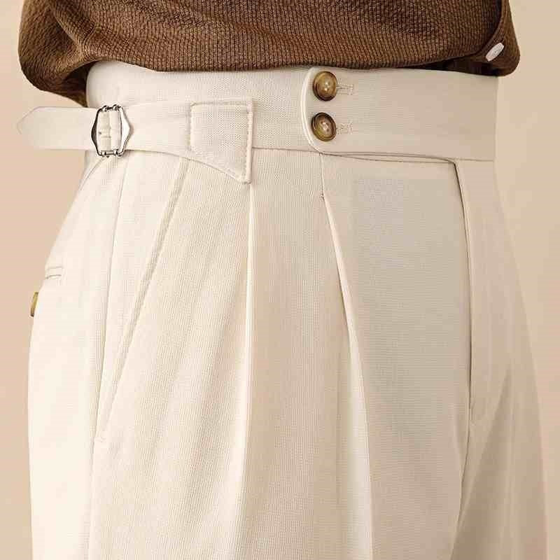 High-waisted Paris Button Straight Leg Pants