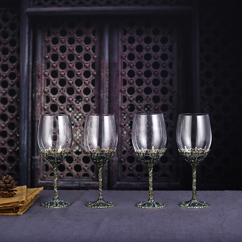 Red Wine Crystal Glass High Footed Cup Decanter Set