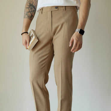 Slim Fit Elastic Straight Commuter Trousers