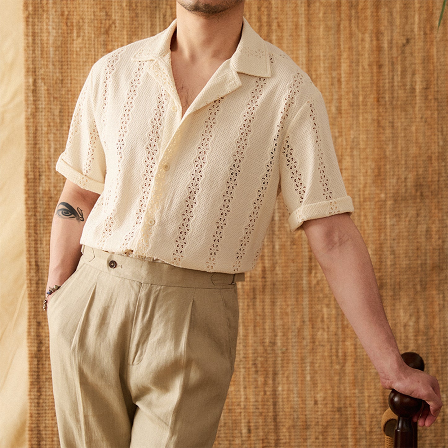 Cuban Collar Thin Short-sleeved Shirt