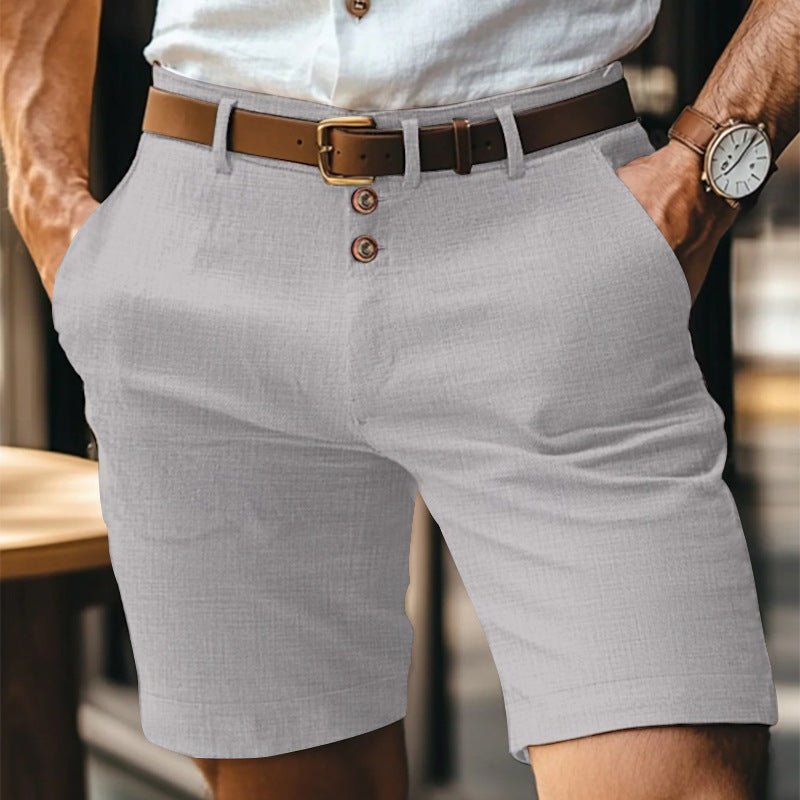 Linen Cuffed Business Shorts