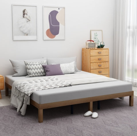 Large Wooden Platform Bed Frame - Queen Size