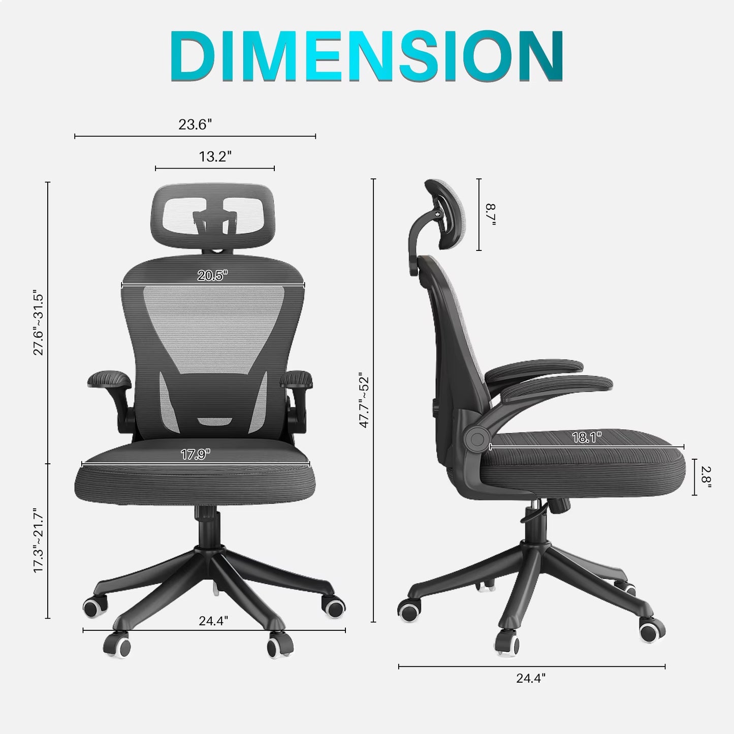 Ergonomic Black Swivel Office Chair High Back Mesh Executive Chair