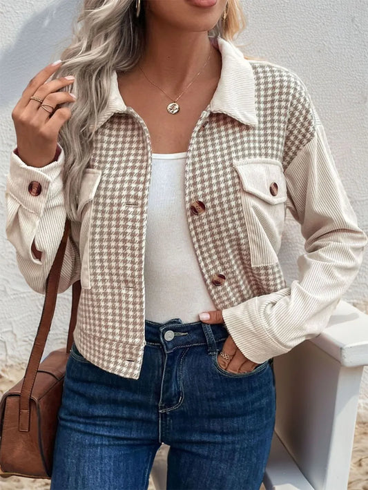 Pocketed Houndstooth Jacket