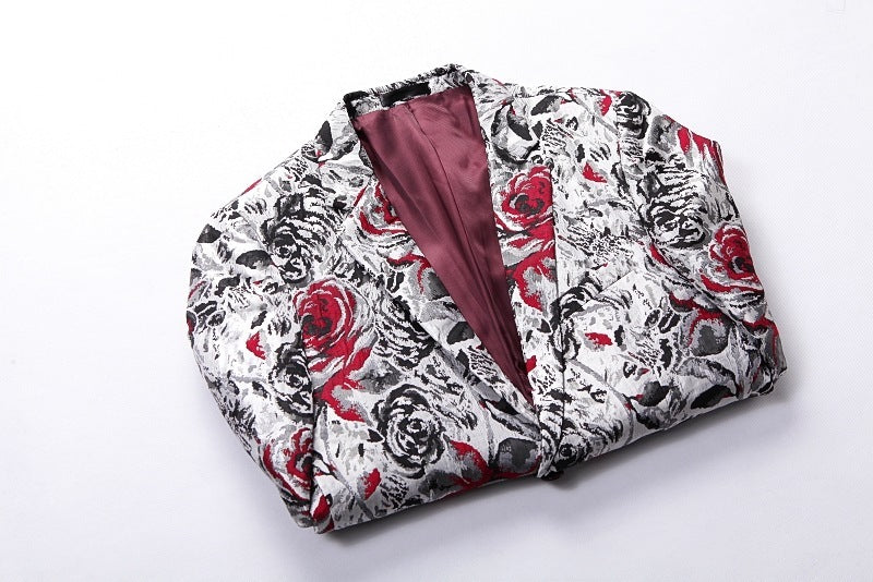 Textured Rose Print Blazer
