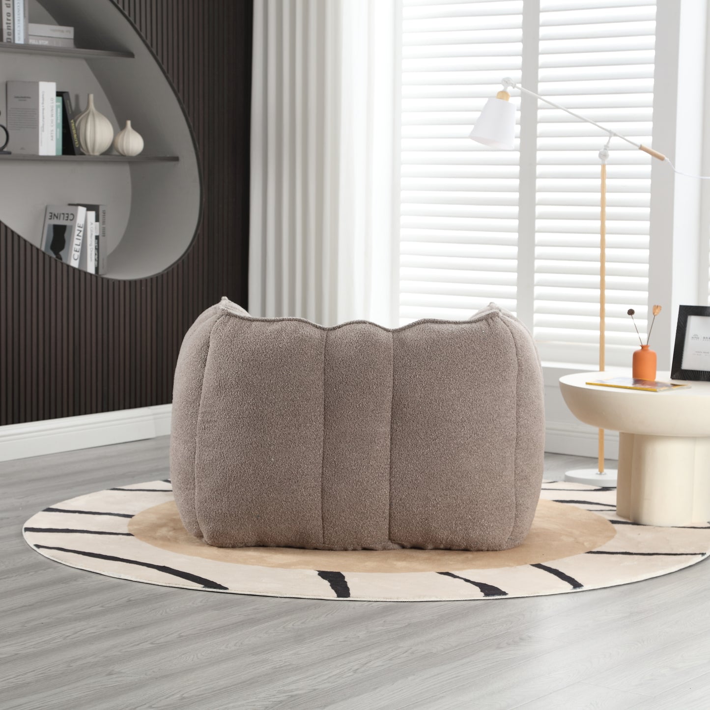 Soft Bean Bag Chair with Footstool - Coffee